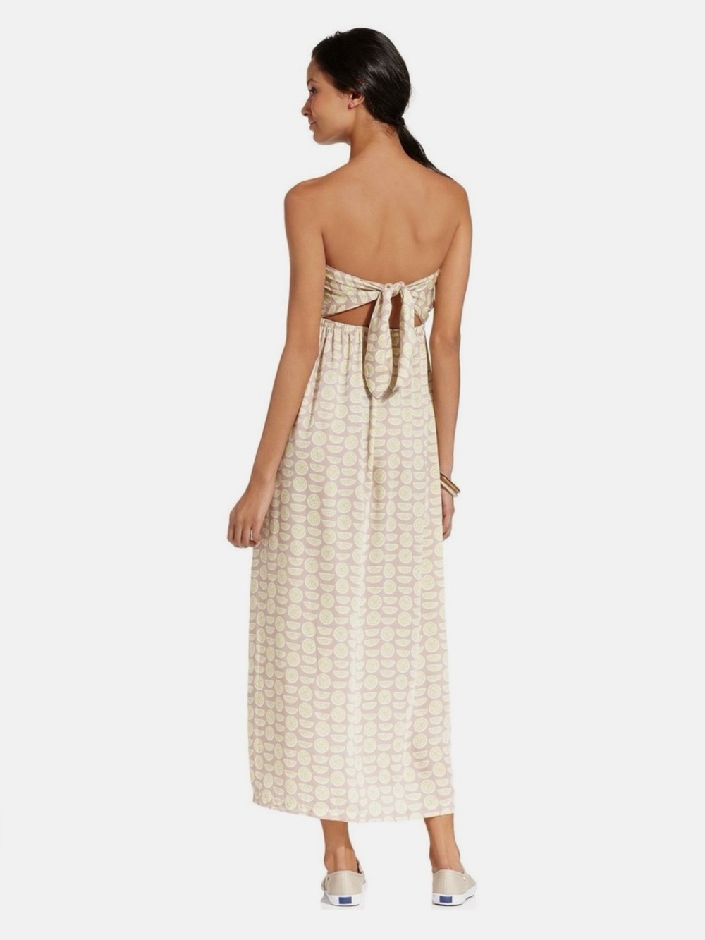 Keds Strapless Back-Tie Maxi Dress in Lemon Print